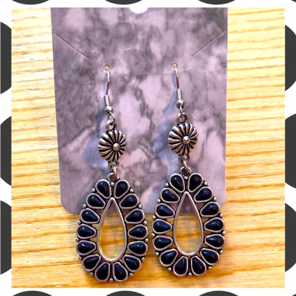 New! Sterling Silver Black Drop Earrings!